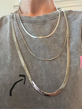 Sterling Silver Herringbone Chain Necklace